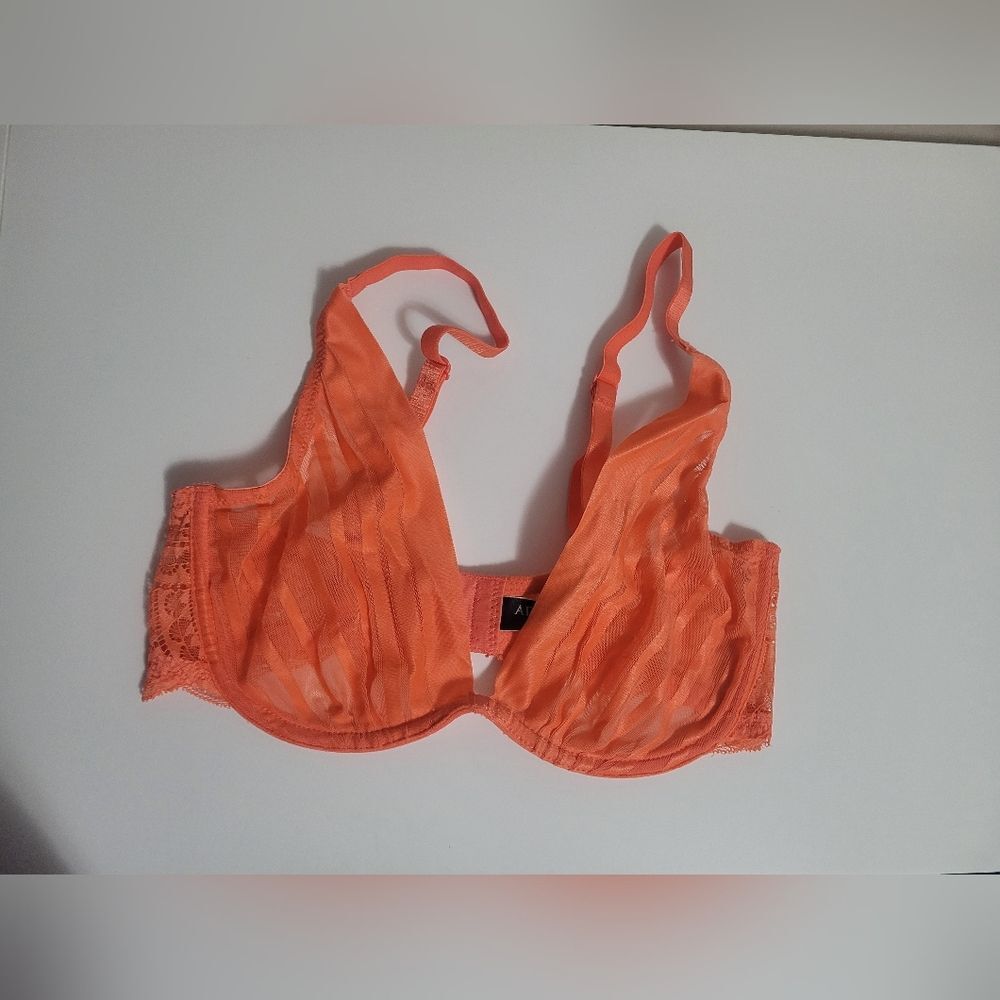 Adore Me Hot Pink Sheer Stripes Unlined Lace Bra 32DD
